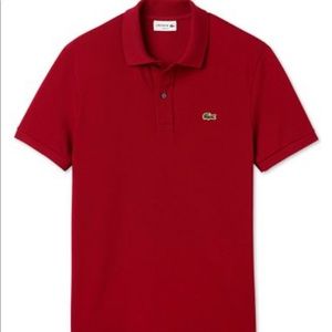 Lacoste men short sleeve polo in dark berry red
